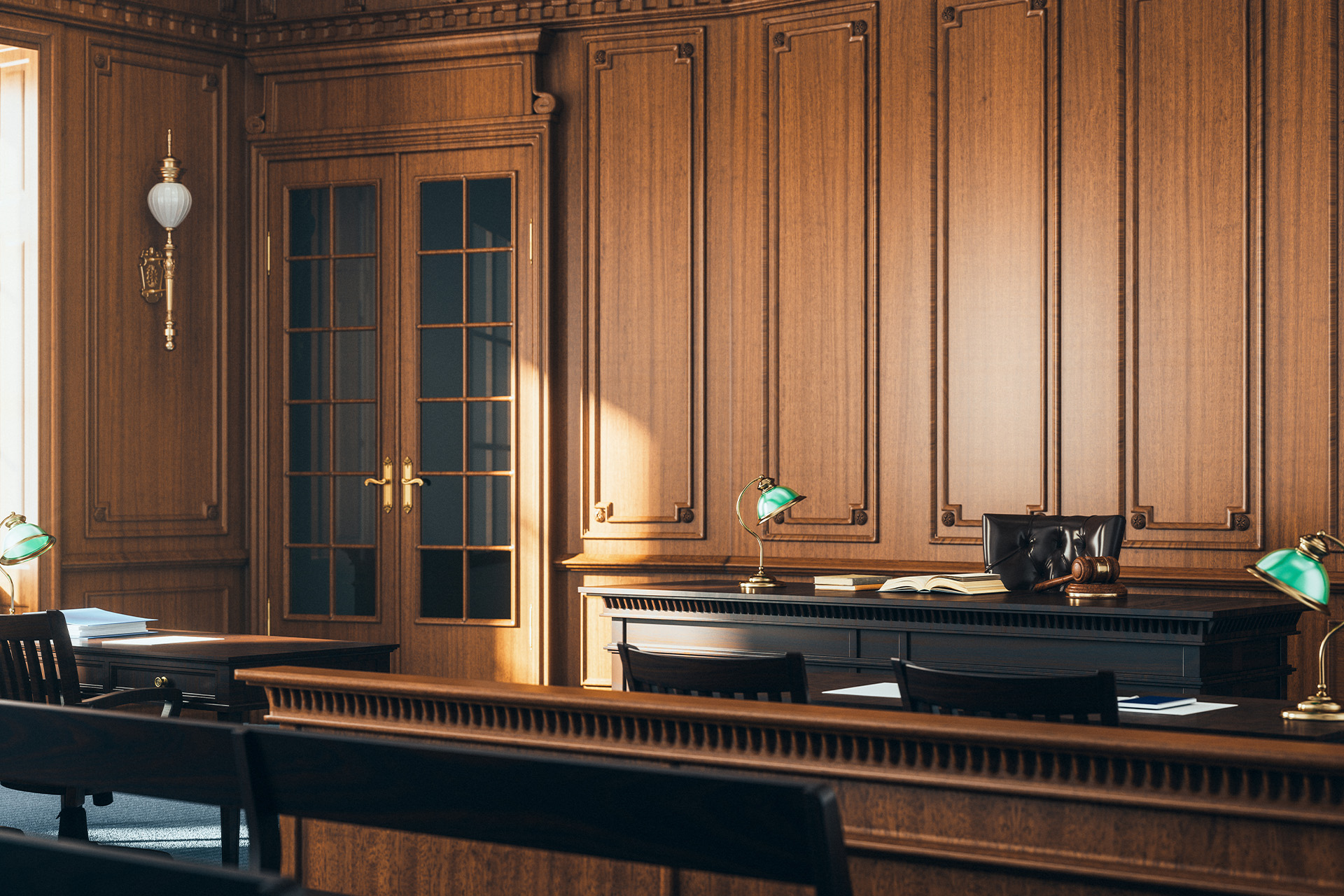 Interior of an empty courtroom